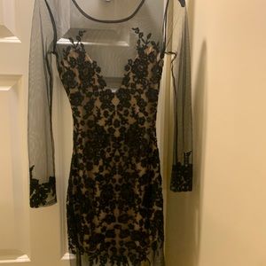 For Love & Lemons Black Floral Lace Overlay Mini Dress